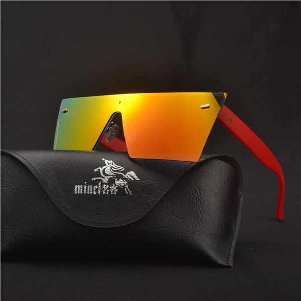 

mincl/vintage integrated mirrored sunglasses men women sun glasses uv400 shades gothic goggles fml, White;black