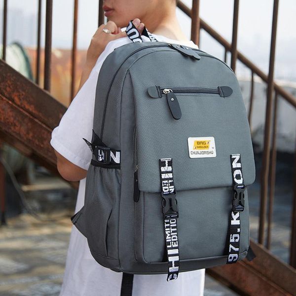 

backpack korean version of large-capacity fashion trend cover oxford cloth student versatile multifunctional schoolbag sac a dos