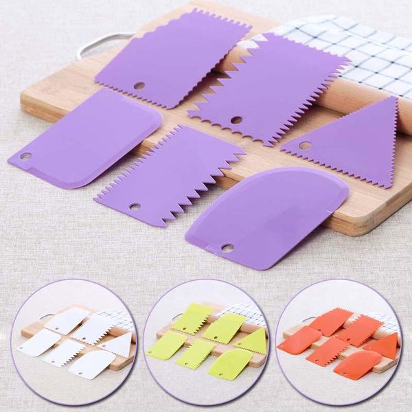 

pcs/set cream scraper cake smoother multi shape irregular teeth edge diy fondant decorating baking spatulas cutter tools & pastry