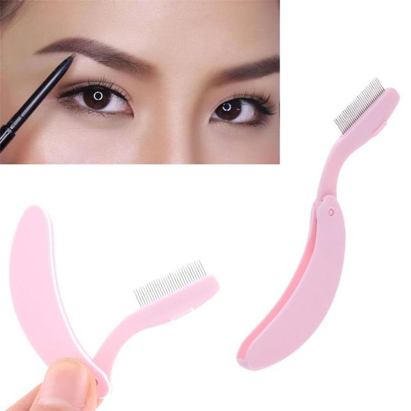 

makeup brushes metal steel needles beauty foldable tool eyebrow comb eyelash brush
