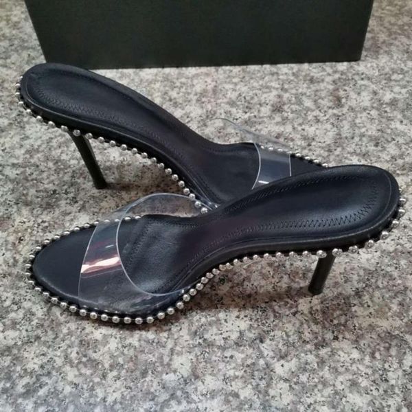 

clear plastic slim heels slippers for women summer designer brand single shoes daily wear open toe fashion lady vacation sandals, Black