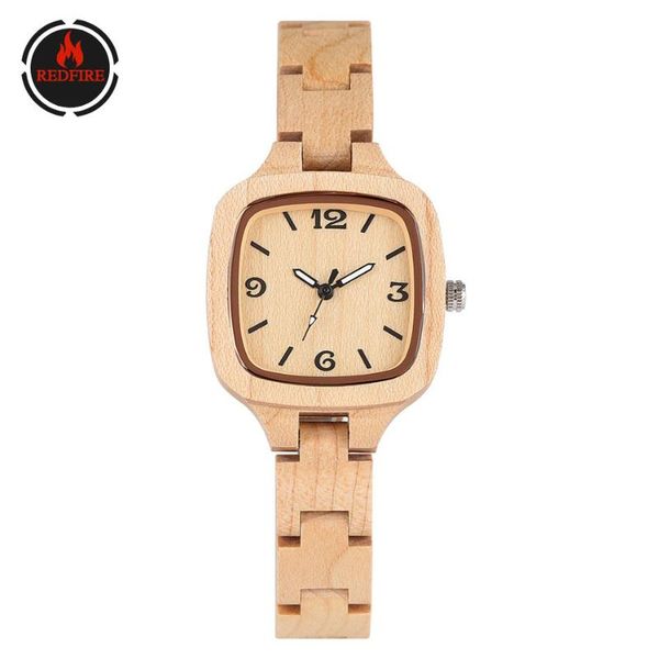 

pure maple wood women's watch fashion square dial elegant wooden bangle for lady hidden clasp reloj femenino wristwatches, Slivery;brown