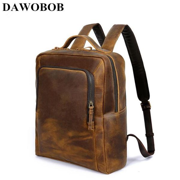 

backpack brand designer men genuine leather crazy horse vintage daypack multi pocket casual rucksack handmade tote bolsa