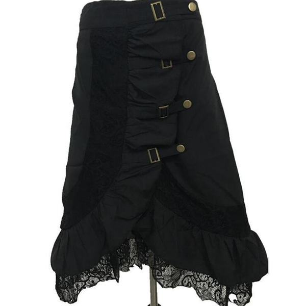 

skirts fashion lace patchwork punk black women asymmetrical skirt spring slim gothic for party