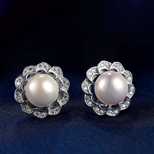 

other sterling silver s925 pearl stud earring natural white fresh water ear jewelry women engagement chdcr004076, Golden;silver