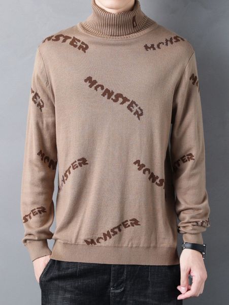 

men turtleneck letter pattern sweater l8h8#, White;black