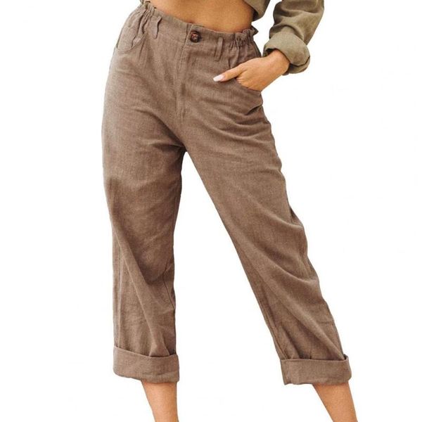

women's pants & capris plus size woman elastic waist solid color casual trousers high pockets straight loose ladies, Black;white