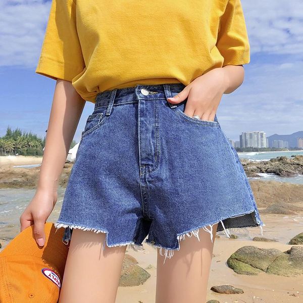 

high waist casual ins shorts women's pants korean punk harajuku ulzzang female cute vintage kawaii buttom for women chic jeans, Blue