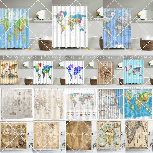 

shower curtains map of the world with detailed major cities pattern curtain printed bath printing waterproof for bathroom decor