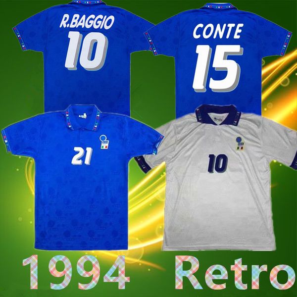 

1994 retro version italy soccer jersey 94 home maldini baresi roberto baggio zola conte soccer shirt away national team football uniforms, Black;yellow