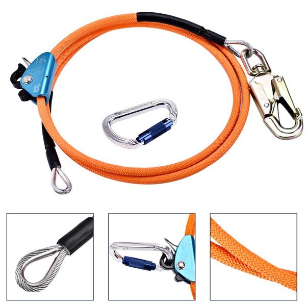 

power tool sets steel wire core flip line kits 1/2 in ft longÂ - flipline triple lock carabinerÂ adjuster lanyard for fall protection climb
