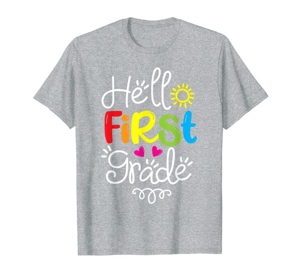 

hello first grade shirt fun 1st grade back to school gift t-shirt, White;black