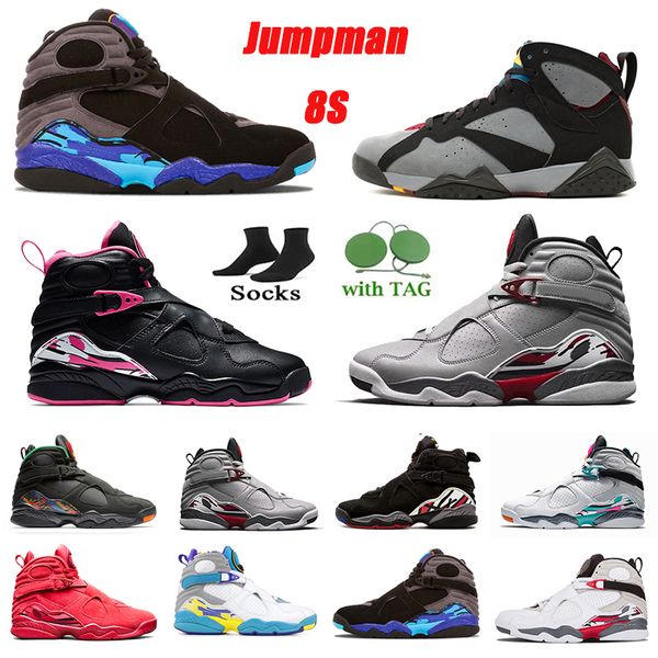 

jumpman 8 8s mens basketball shoes sneakers 3m reflective south raid countdown pack beach chrome reflective white multi-color men outdoor tr