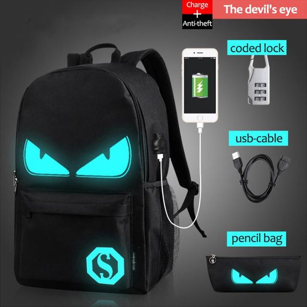

backpack usb charge computer anti-theft lapschool student luminous animation bags for teenager mochila