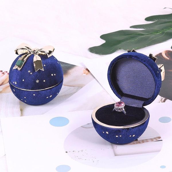 

jewelry pouches, bags luxury round bowknot star corduroy box packing peadant display case in stock, Pink;blue