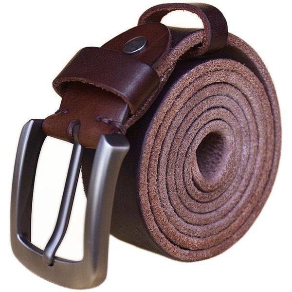 

belts beafiry men's leather belt pin buckle fashion single cow retro waist strap classic dark brown black, Black;brown