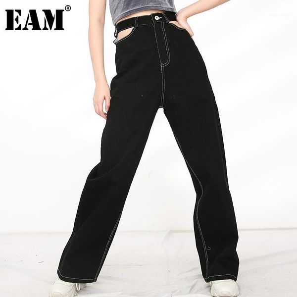 

women's jeans [] black denim long hollow out wide leg high waist loose women trousers fashion tide spring autumn 2022 1da83501 women&#0, Blue