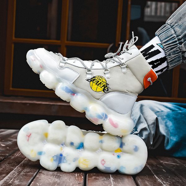 

autumn white hiphop boots for men high non-slip men winter boots colorful bottom platform mens leather shoes bambas hombre