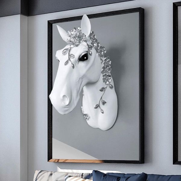

[hht]nordic 3d wall-hanging-decor resin horse head sculpture ornaments creative living room bar background wall home decorations
