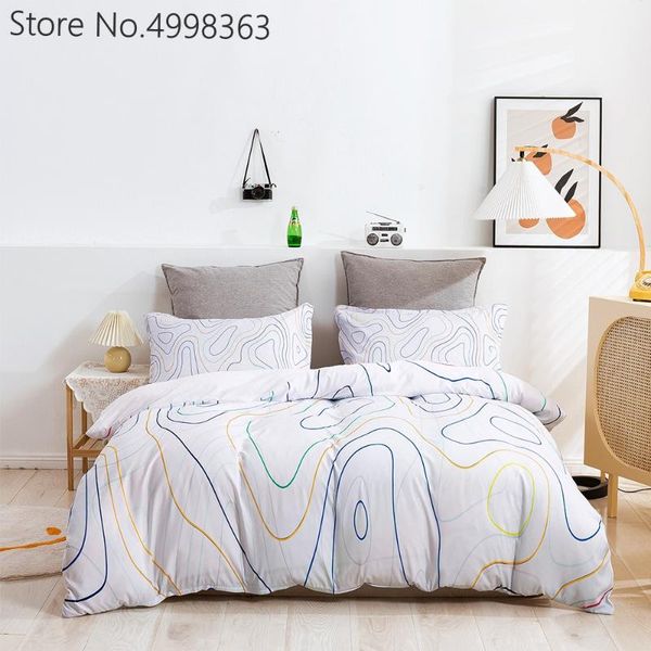 

bedding sets geometric lines duvet cover 2/3 piece colorful bed quilt 3d print comforter home decor