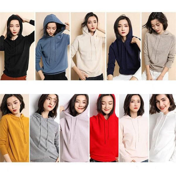 

women's sweaters fashion solid color base pullover sweater hoodie loose women, White;black