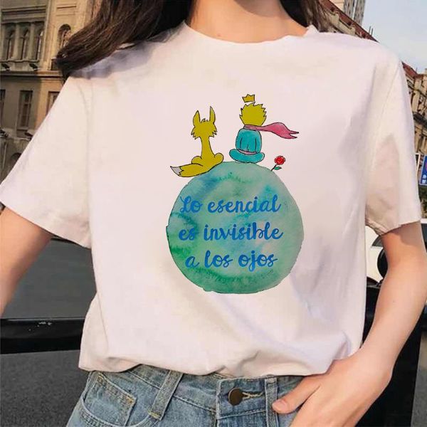 

women's t-shirt the little prince woman t-shirts fairy grunge 90s casual tee shirt hipster france graphic loose clothes, White