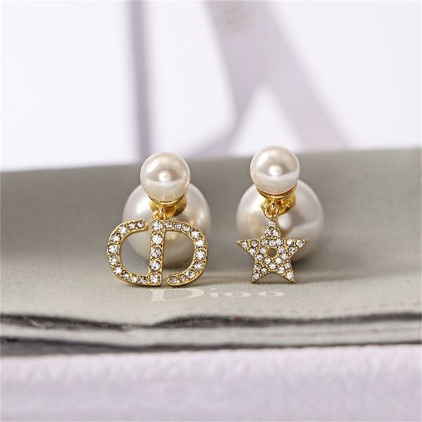 

87% off wholesale shop family earrings female red pearl star diamond earrings, Golden