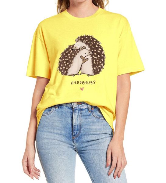 

women's t-shirt hedgehugs perfect for animal lovers funny comfortable cotton loose eu size tee, White