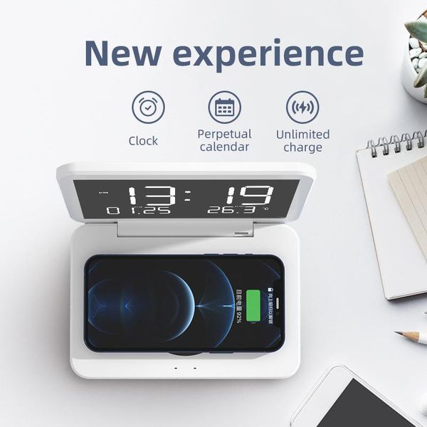 

other clocks & accessories folding mirror alarm clock wireless charging 5w, 7.5w, 15w electronic deskled display calendar