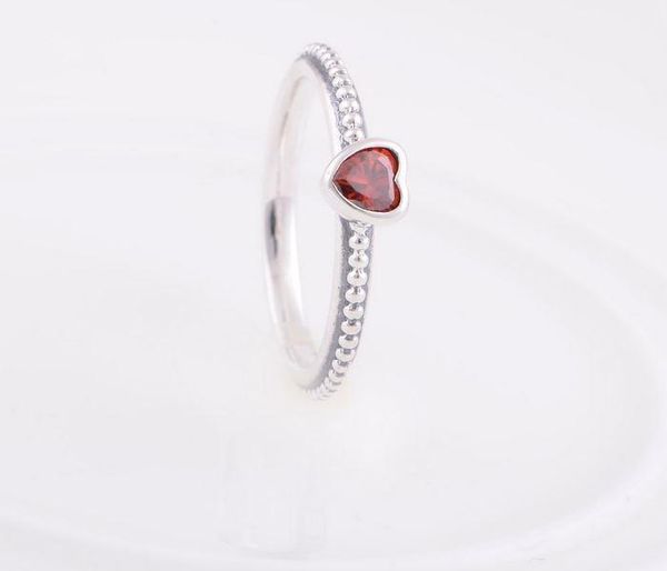 

cluster rings wedding 925 sterling silver red crystal heart shape european brand women ring jewelry, Golden;silver