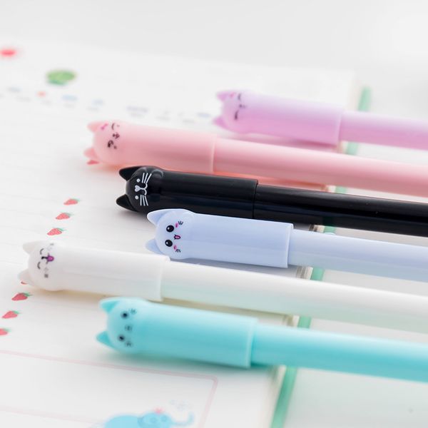 

creative korean stationery cute cartoon wagging tail cat neutral pen students use 0.5 needle black water