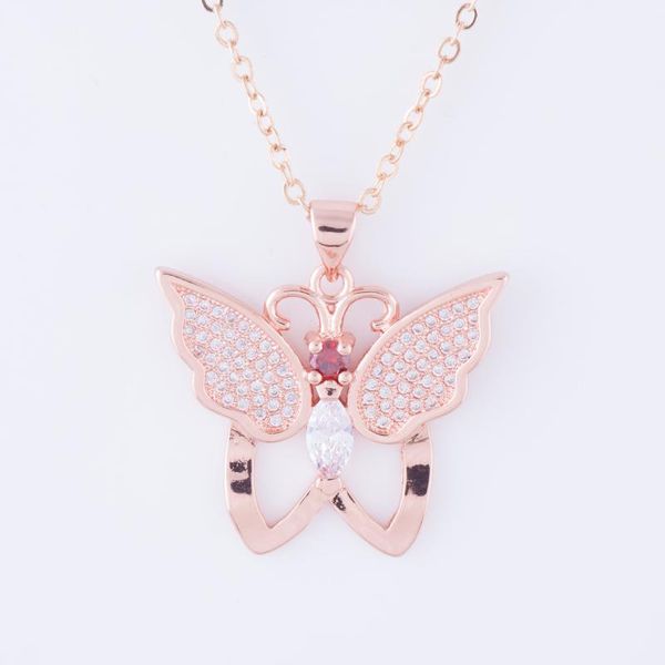 

pendant necklaces fashion jewelry bijoux zircon butterfly charms femme diy copper micro pave animal beads women's necklace wholesale, Silver