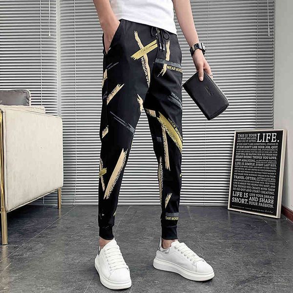 

pants korean summer letter impression fashion 2021 fine fit joggers all casual male hip hop game hare warm 28-36 12rq, Black