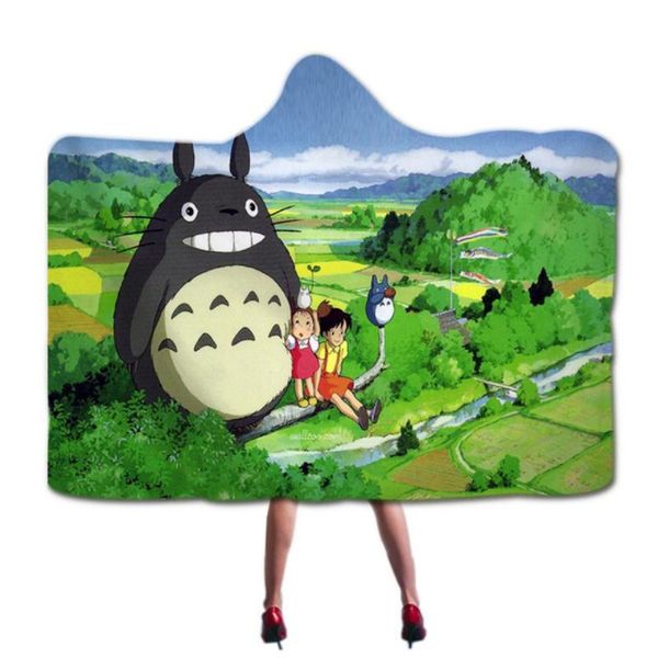 

blankets japanese anime my neighbor totoro printed soft blanket warm hoodie home sofa camping cloth harajuku hooded