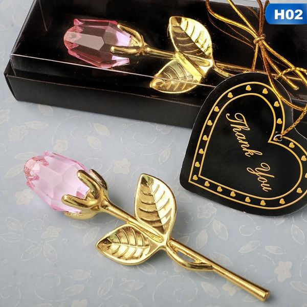 

party favor year wedding favors valentine's day gift mini crystal rose flower artificial with metal rod branch
