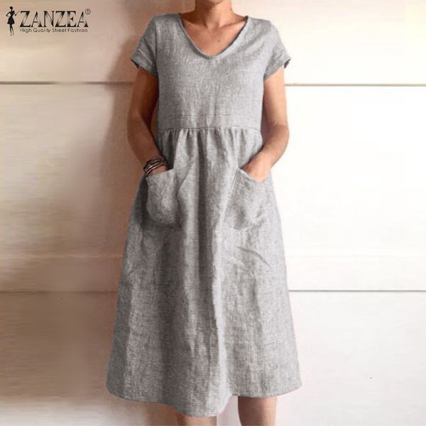 

casual dresses dresses elegant solid midi dress women's summer sundress short sleeve vestidos female v neck robe femme plus zu10, Black;gray