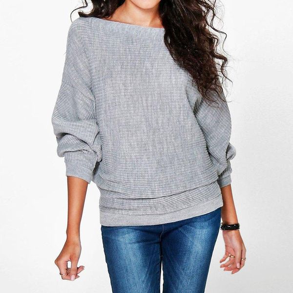 

women's t-shirt women baggy female o-neck batwing long sleeve shirts autumn lady pullover jumper clothing solid, White
