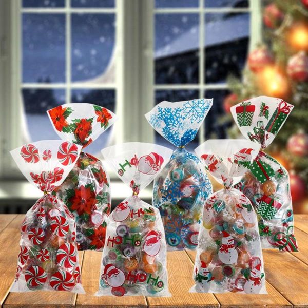 

christmas decorations 50pcs merry candy bags ,santa claus treat bag ,xmas year biscuit gifts box decoration
