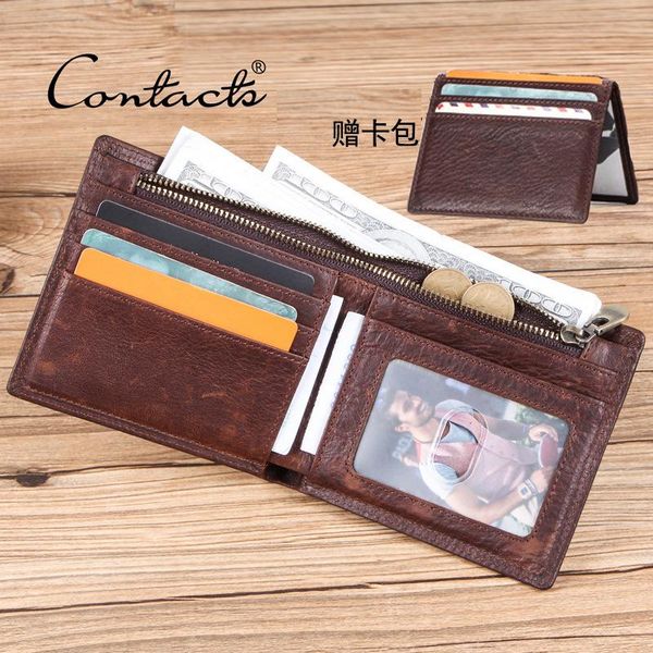 

men's wallet retro horizontal leather card case coin purse wallets, Red;black