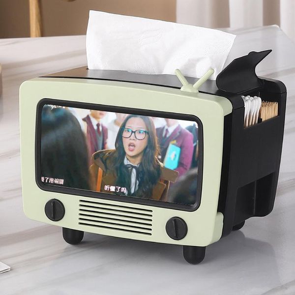 Tissue Boxes Servietten Multifunktions-TV-Box Kunststoff kreativer süßer Papierhalter Ständer Wohnzimmer Bedhome Desktop Mobiltelefon Speicher