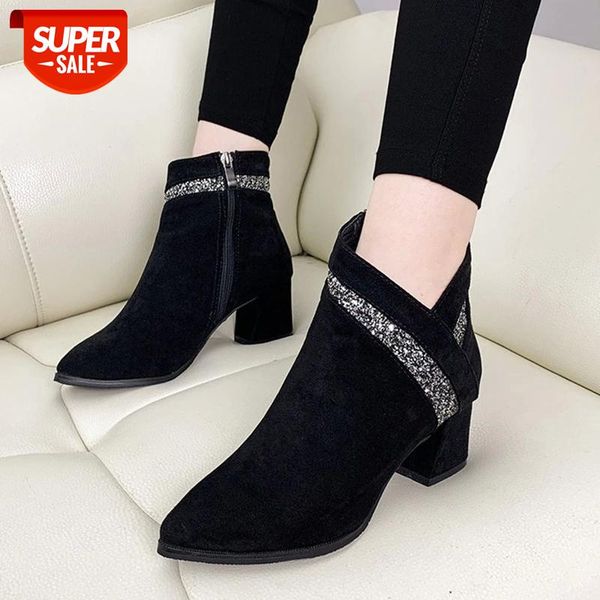 

2020 fashion women boots black short boots comfortable ankle convenient zipper pointed short ladies casual boot #k17x