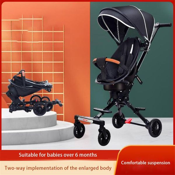 

strollers# eggshell back folding portable baby stroller carriage travel light weight two-way 4 wheels absorption trolley