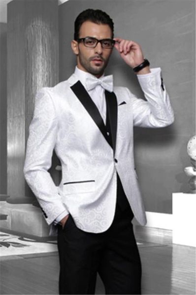 

men's suits & blazers italian-style white and black bridegroom tuxedo fine-tuning wedding groom suit (jacket + pants vest), White;black