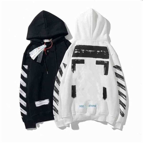 

autumn winter swearshirt brands off arrow print black and white hooded loose pullover luxury men's women's ing x hoodies