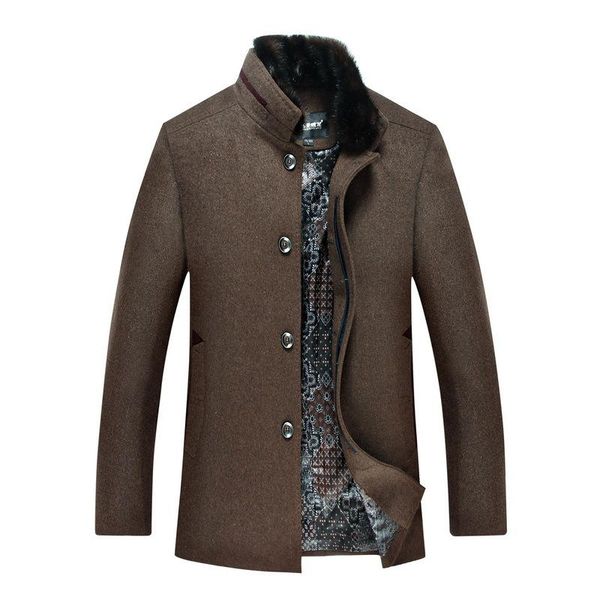 

winter men's wool coat thickening business clothing of and daddy with collars leisure jackets, Black;brown