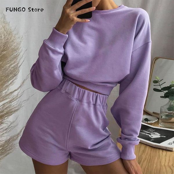 

women's tracksuits summer casual training suit women 2 pieces sets solid mouw sweater pack 2021 trend spring ladies shorts, Gray