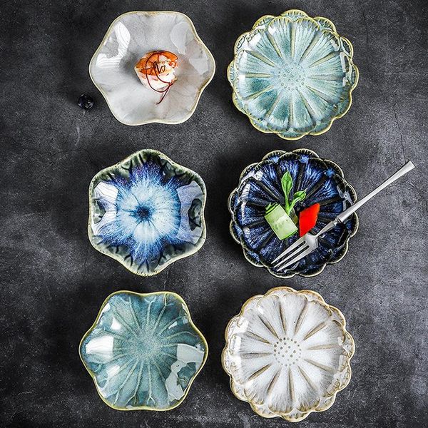 

dishes & plates 2021 chinese creative ceramic small plate glaze kiln into snack sushi home tableware