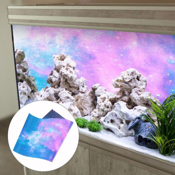 

decorations aquarium adhesive poster outer space background sticker fish tank ornament