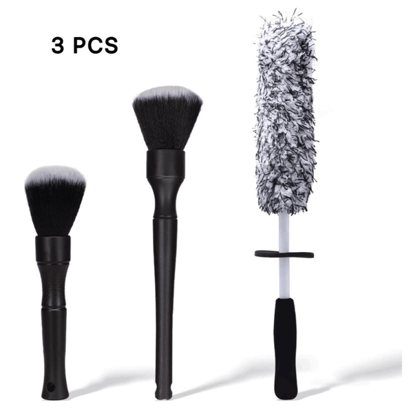 

car sponge 3pcs microfiber wheel brush set detailing cleaning and ultra-soft brush, comfortable grip for
