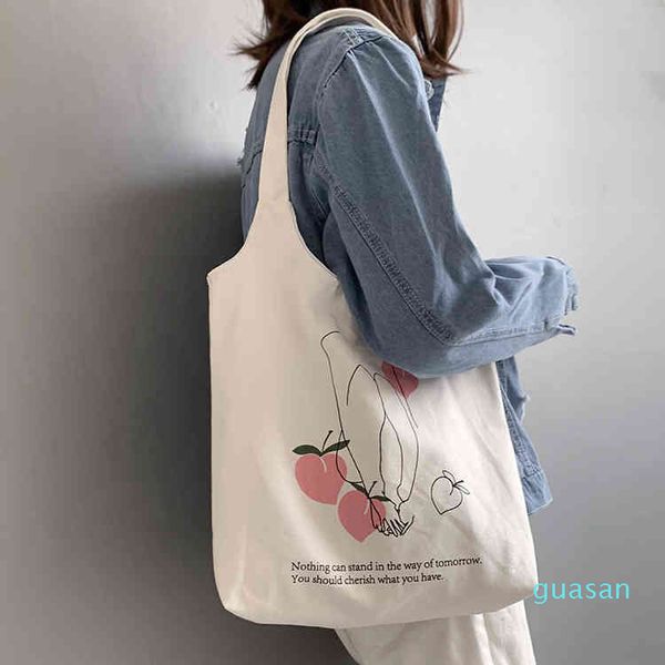 

style fruit orange canvas bag female art student portable printing shoulder bag